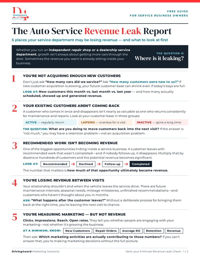 Page 1 of the Revenue Leak Report